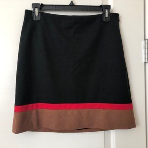 Ann Taylor LOFT Black Skirt Red Brown Striped